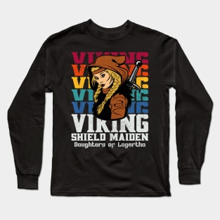 Daughters of Lagertha Vintage Viking Shield Maiden Long Sleeve T-Shirt